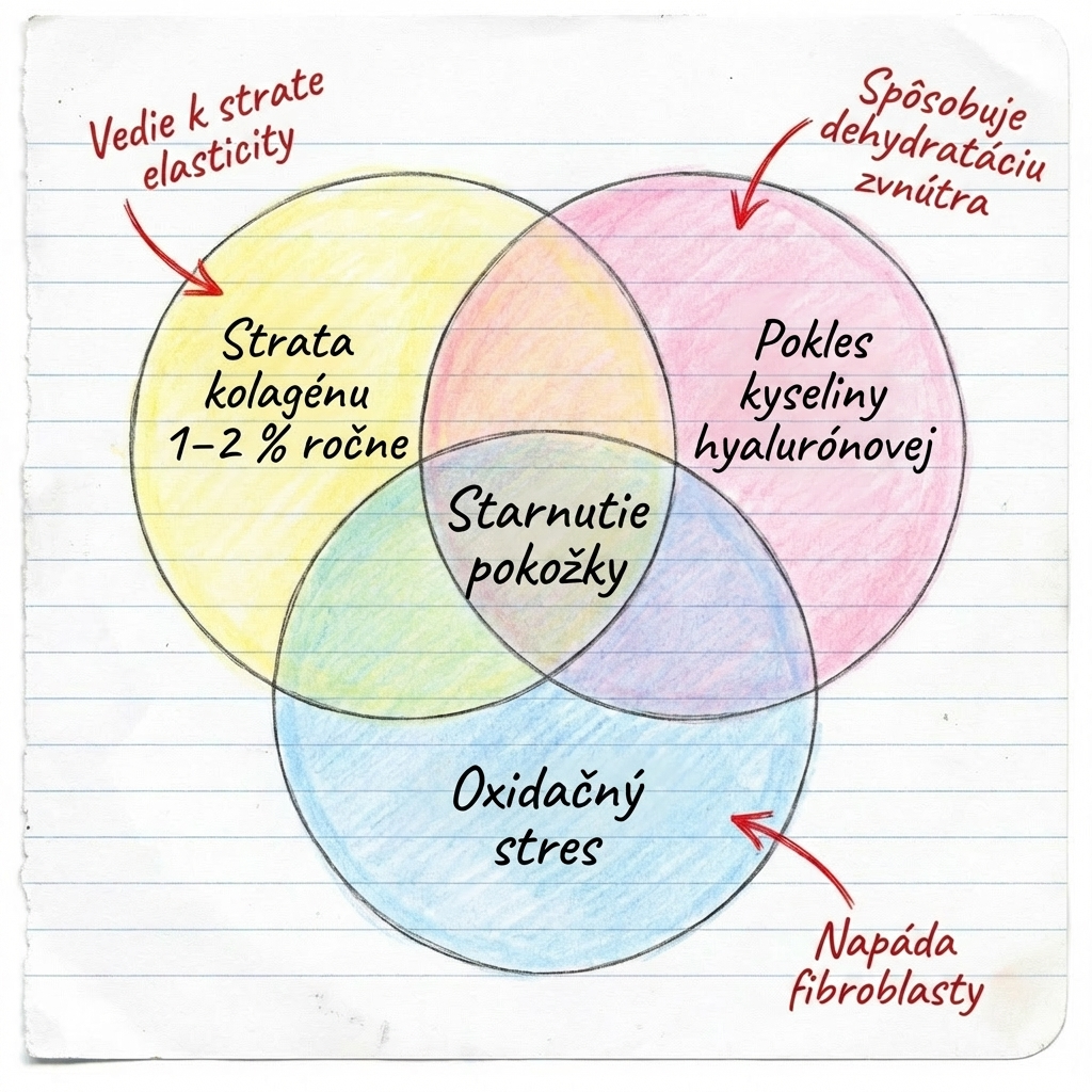 Vennov diagram - 3 príčiny starnutia pleti